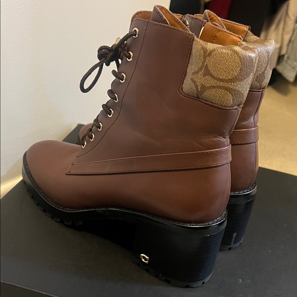 Coach Walnut Lace Up Boots - Picture 6 of 7